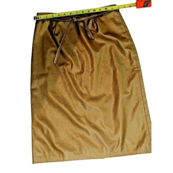 Affiniti Small Gold  Polyester Blend Zippered Back-belt waist-knee length Skirt - Picture 3 of 9